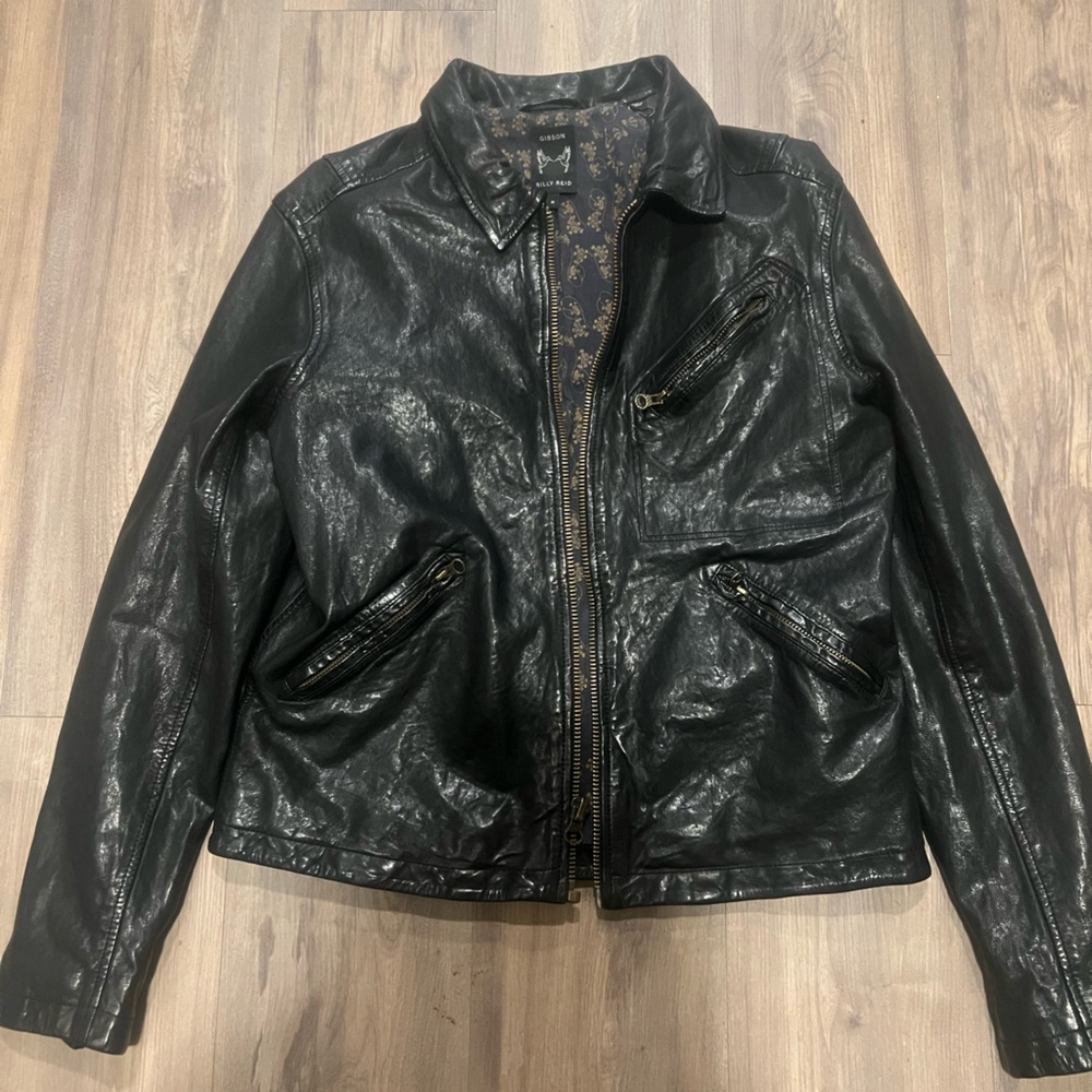 Incredibly Rare Billy Reid Black Leather Gibson Jacket.M.